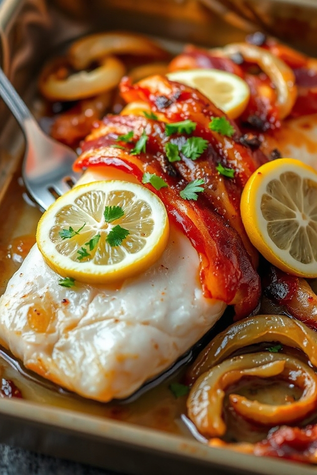 baked halibut with bacon