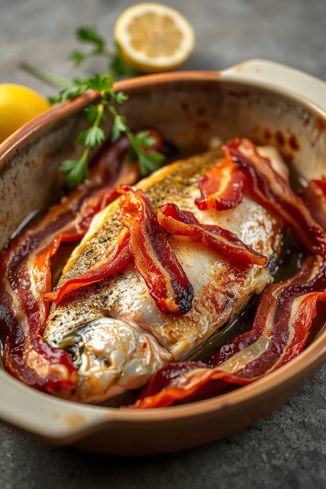 baked trout with bacon