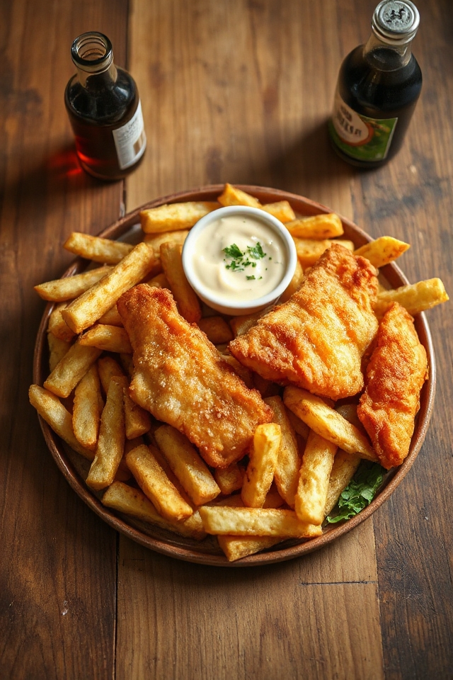 crispy battered fish served