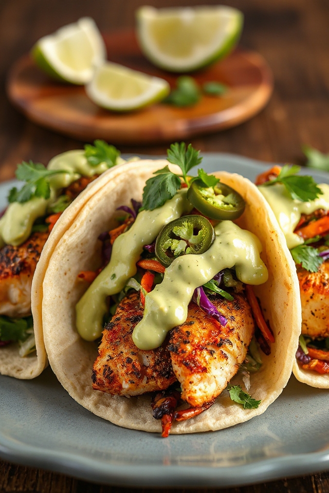 delicious blackened fish tacos