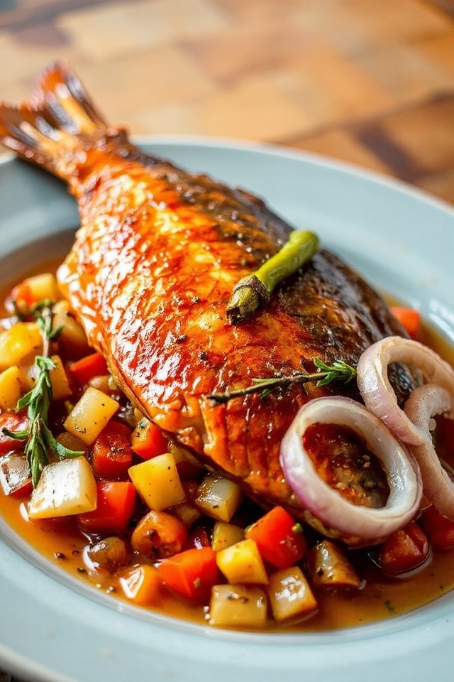fried fish in savory sauce