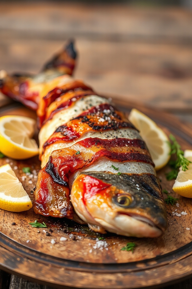 grill bacon wrapped trout deliciously