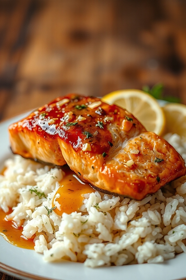 marinated salmon with rice