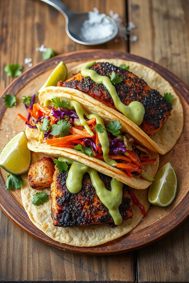 spicy blackened fish tacos